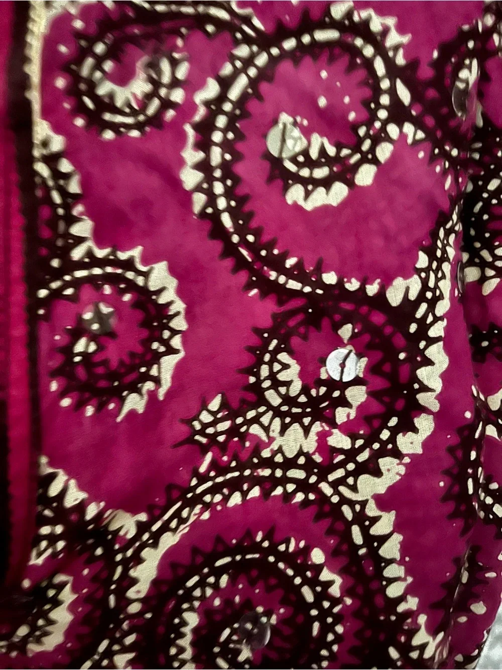 Tory Burch Magenta Scroll-Print V-Neck Tunic